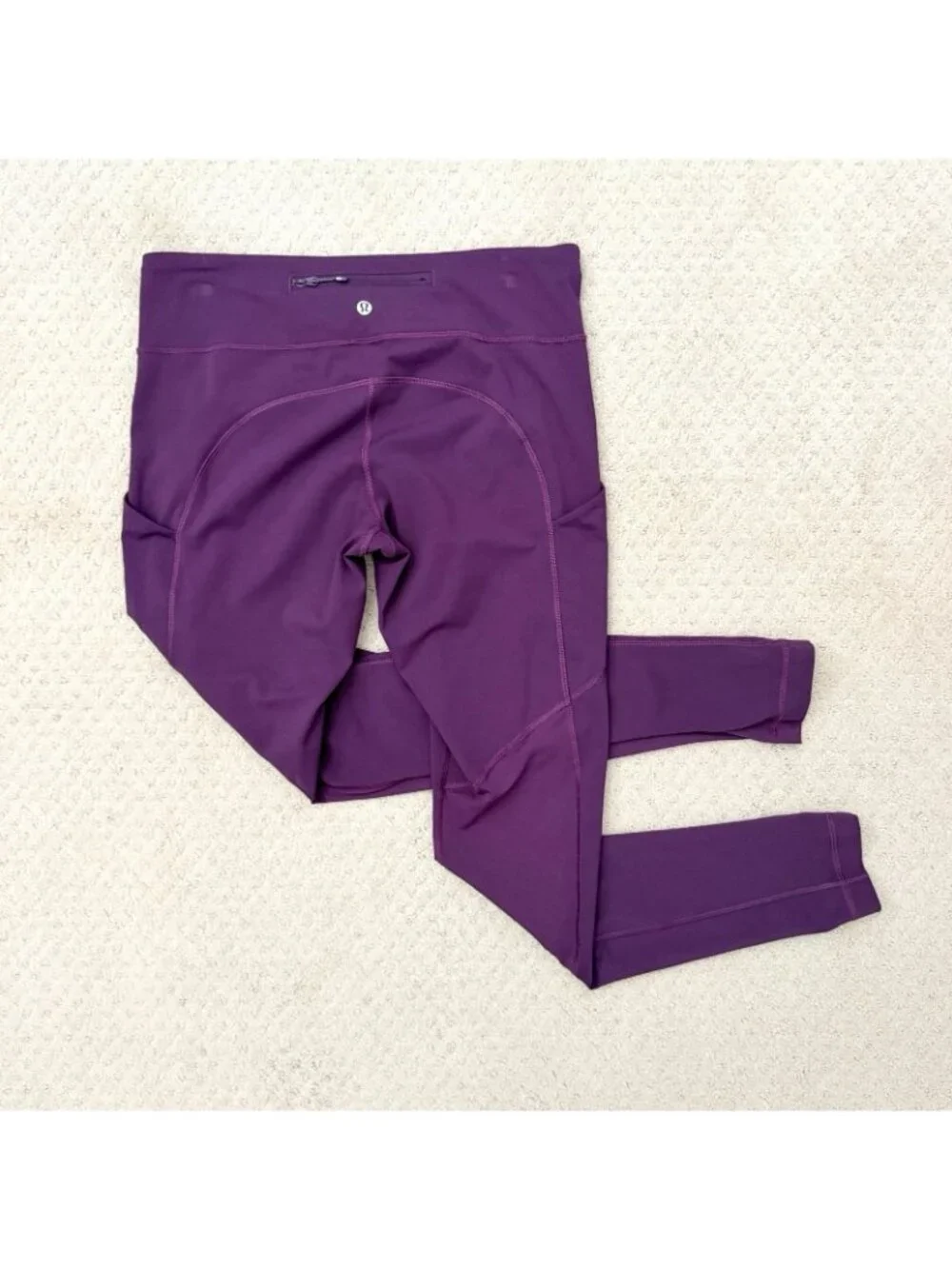 Lululemon Speed Tight V Leggings w Pockets Darkest Magenta Purple Women’s Sz 10